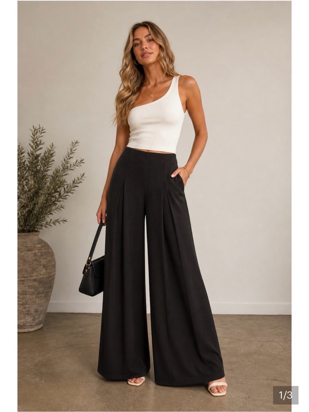 NWT Eliza J Wide Leg Black Palazzo Pants
